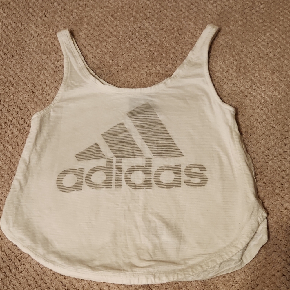 Adidas White Tank Top with Gray Logo